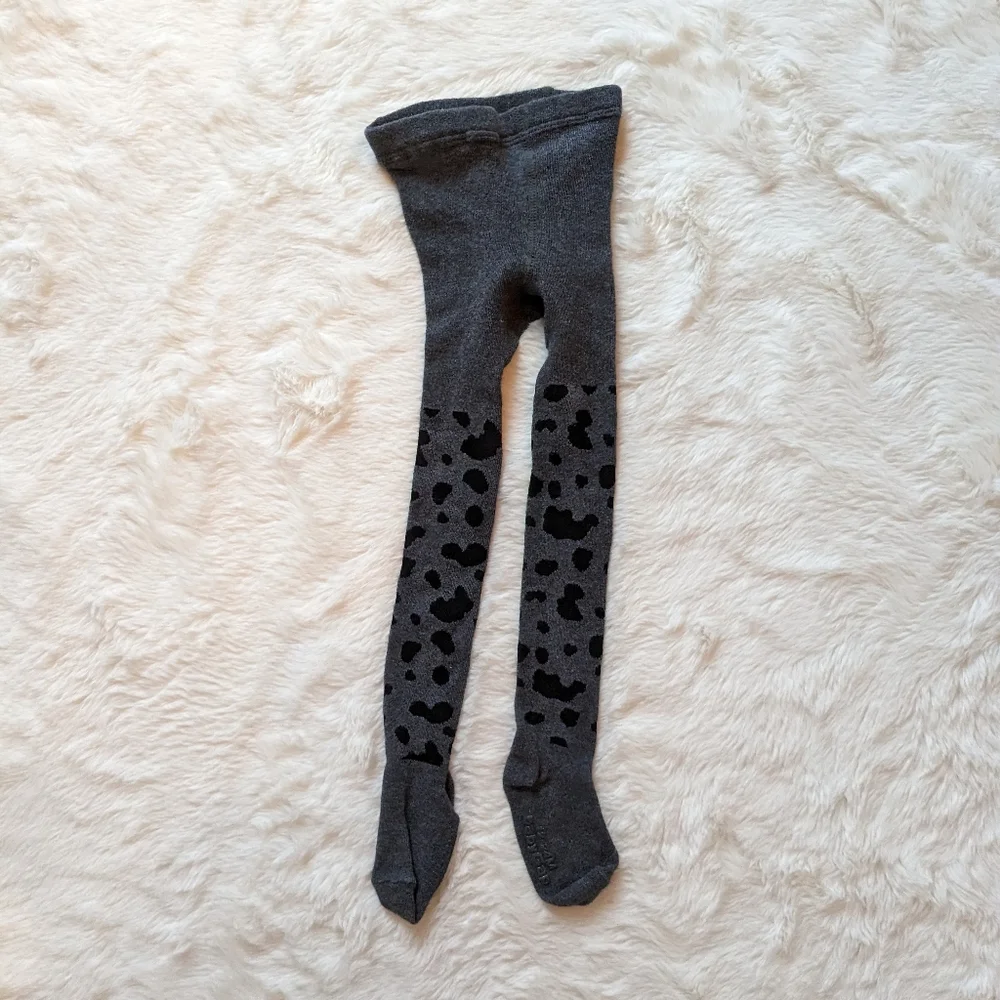 NWOT Baby Gap Spotted Knit Tights Grey Black 12-24m